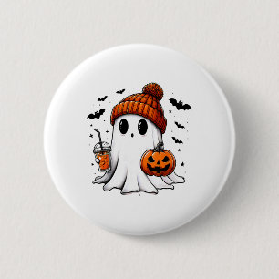 Badge Rond 5 Cm Cute Ghost Halloween Bougie Ghost Coffee Lover Spo