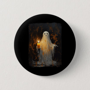 Badge Rond 5 Cm Cute Ghost Holding bougie Fun Halloween Gothique V