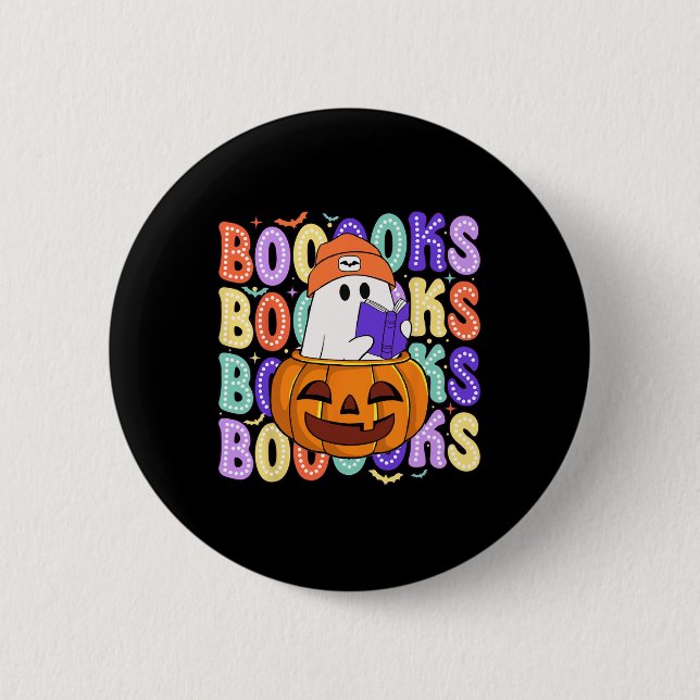 Badge Rond 5 Cm Cute Ghost Teacher Halloween Librairie Lire plus B (Devant)