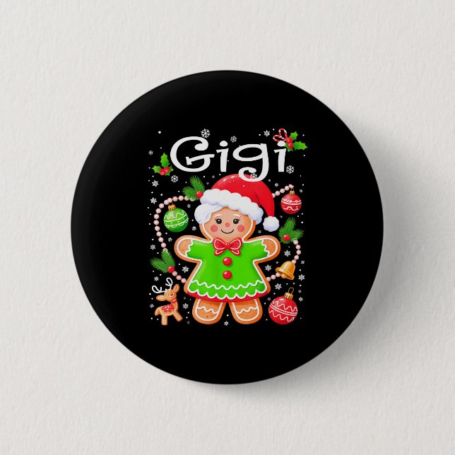 Badge Rond 5 Cm Cute Gigi Gingerbread Family Matching Christmas Co (Devant)