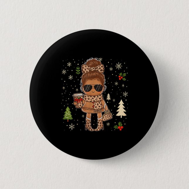 Badge Rond 5 Cm Cute Gingerbread Christmas Snow Xmas For Men Women (Devant)