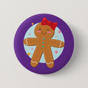 Badge Rond 5 Cm Cute Gingerbread Girl Cookies Art Dessin