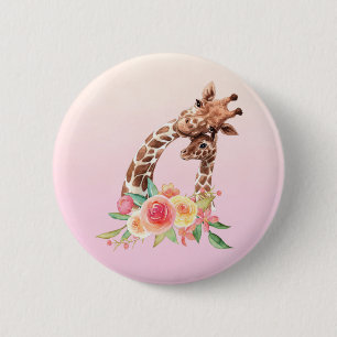 Badge Rond 5 Cm Cute Giraffe Aquarelle Maman & Bébé