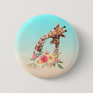 Badge Rond 5 Cm Cute Giraffe Aquarelle Maman & Bébé