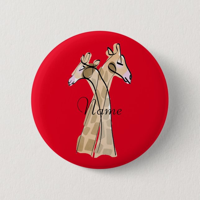 Badge Rond 5 Cm Cute Giraffe Couple Thunder_Cove (Devant)