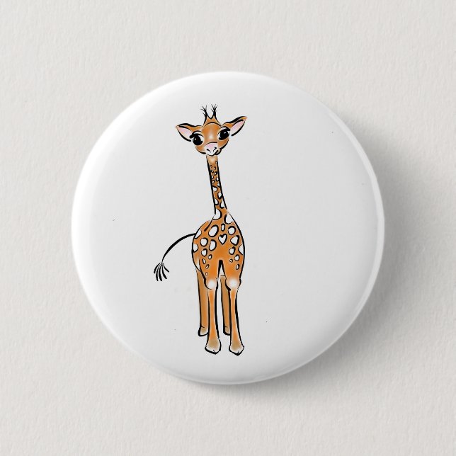 Badge Rond 5 Cm Cute Giraffe drawing, safari animals (Devant)