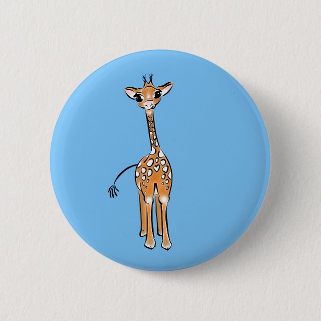 Badge Rond 5 Cm Cute Giraffe drawing, safari animals (Devant)
