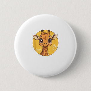 Badge Rond 5 Cm Cute Giraffe Face Big Eyes Amoureux des animaux