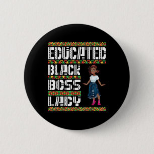 Badge Rond 5 Cm Cute Girl instruite Black Boss Lady Amérique Afriq
