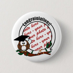 Badge Rond 5 Cm Cute Graduation Owl With Cap & Diploma