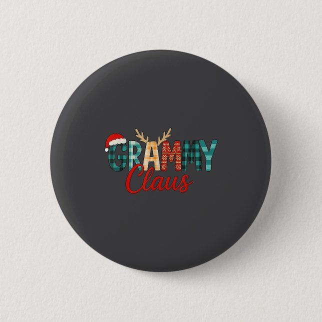Badge Rond 5 Cm Cute Grammy Claus Christmas For Grandma Santa Hat  (Devant)