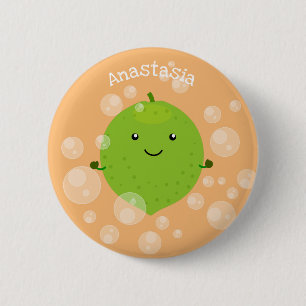 Badge Rond 5 Cm Cute green lime bubbles cartoon illustration