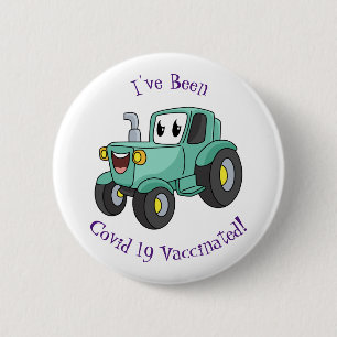 Badge Rond 5 Cm Cute happy green tractor cartoon 