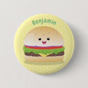 Badge Rond 5 Cm Cute happy kawaii hamburger cartoon