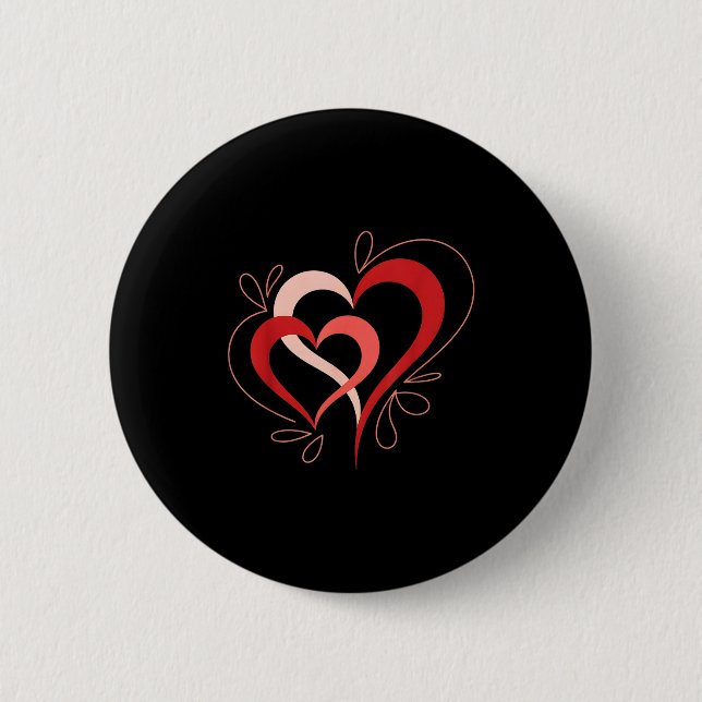 Badge Rond 5 Cm Cute Hearts In Love Couples Valentine Day Pajamas  (Devant)