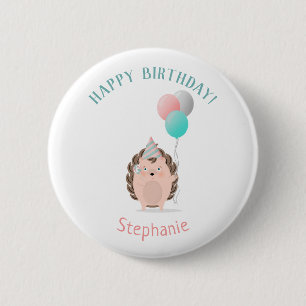 Badge Rond 5 Cm Cute Hedgehog Birthday