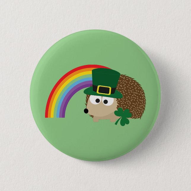 Badge Rond 5 Cm Cute Hedgehog Leprechaun (Devant)