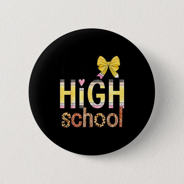 Badge Rond 5 Cm Cute Hello High School Animal Print Teacher Back T (Devant)
