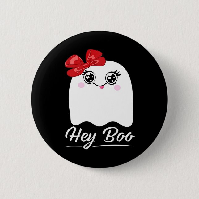 Badge Rond 5 Cm Cute Hey Boo Halloween (Devant)