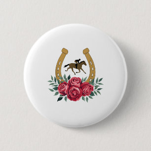 Badge Rond 5 Cm Cute Horse Racing Rose Ky 151st Derby Horse Party