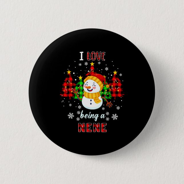 Badge Rond 5 Cm Cute I Love Being A Nene Snowman Christmas Valenti (Devant)