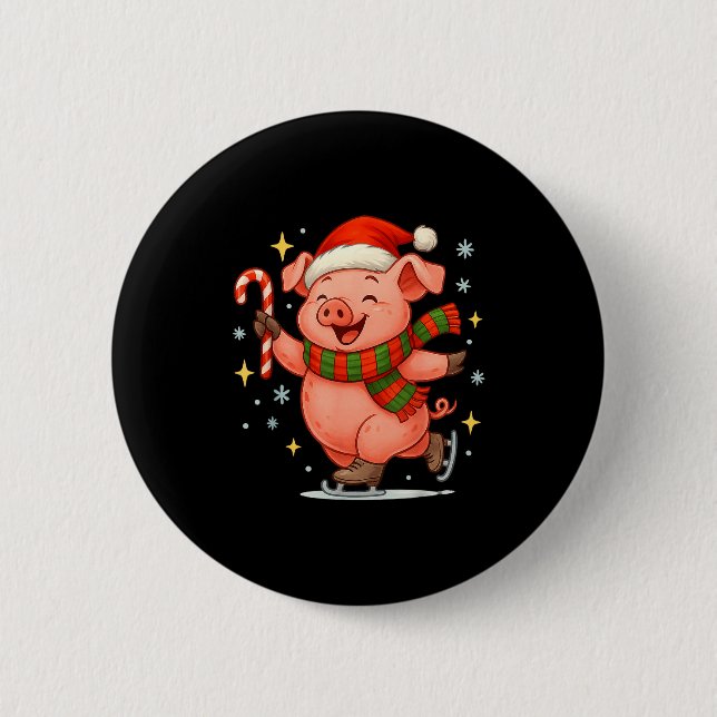 Badge Rond 5 Cm Cute Ice Skating G Funny Santa Christmas Holiday  (Devant)