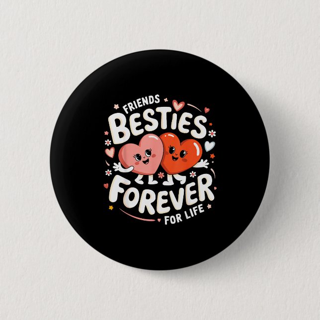 Badge Rond 5 Cm Cute Ies Forever Hearts Friendship Girls Valentine (Devant)