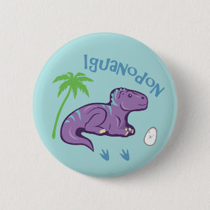 Badge Rond 5 Cm Cute Iguanodon