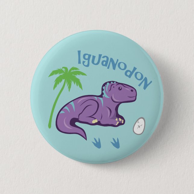 Badge Rond 5 Cm Cute Iguanodon (Devant)