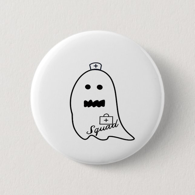 Badge Rond 5 Cm Cute infirmière fantôme Halloween à la main à l'hô (Devant)