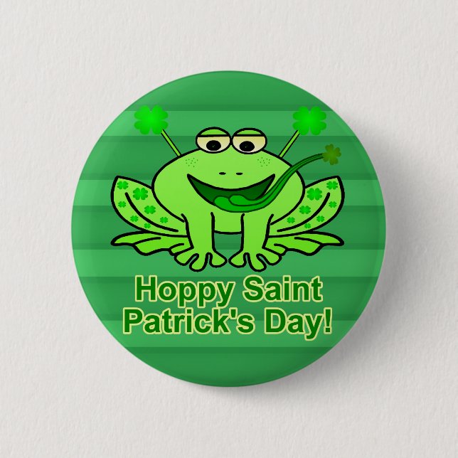 Badge Rond 5 Cm Cute Irlandaise Saint Patrick's Day Frog (Devant)