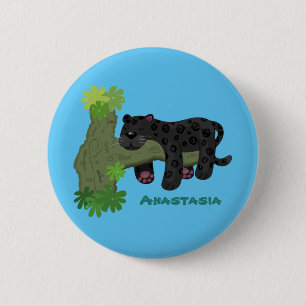 Badge Rond 5 Cm Cute jaguar black panther cat cartoon illustration