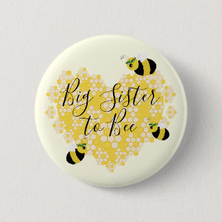 Badge Rond 5 Cm Cute jaune peigne de miel Coeur Grosse Soeur d'abe