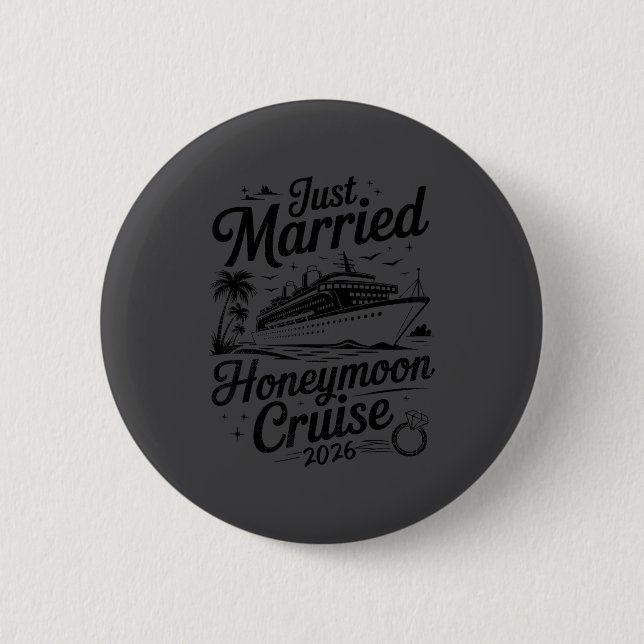 Badge Rond 5 Cm Cute Just Married Honeymoon Cruise 2026 Newlyweds  (Devant)