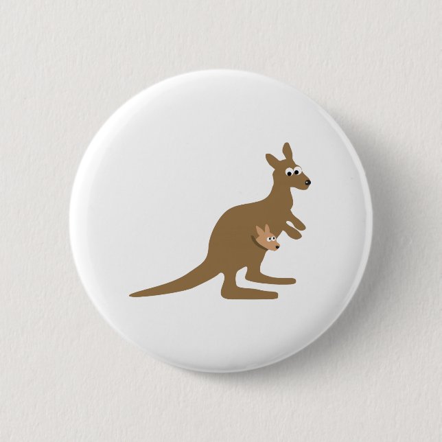 Badge Rond 5 Cm Cute Kangaroo et Joey (Devant)