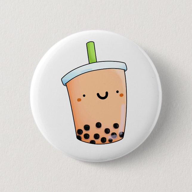 Badge Rond 5 Cm Cute Kawaii Boba Tea (Devant)