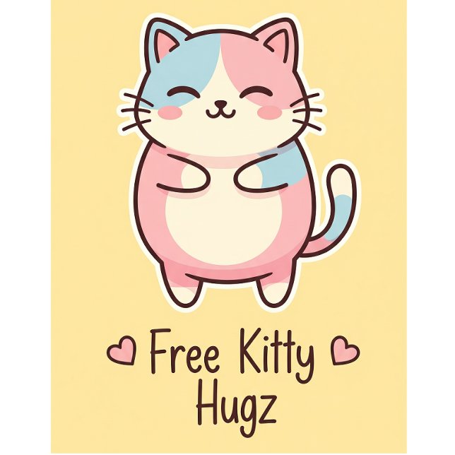 Badge Rond 5 Cm Cute Kawaii Cat Free Pup Hugz Pastel Round Butto (Créateur téléchargé)