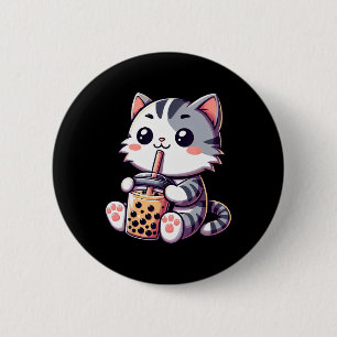 Badge Rond 5 Cm Cute Kawaii Chat Boba Bubble Thé Lait Anime Neko K