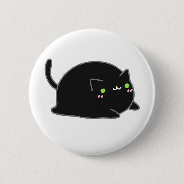 Badge Rond 5 Cm Cute Kawaii Chat noir (Devant)
