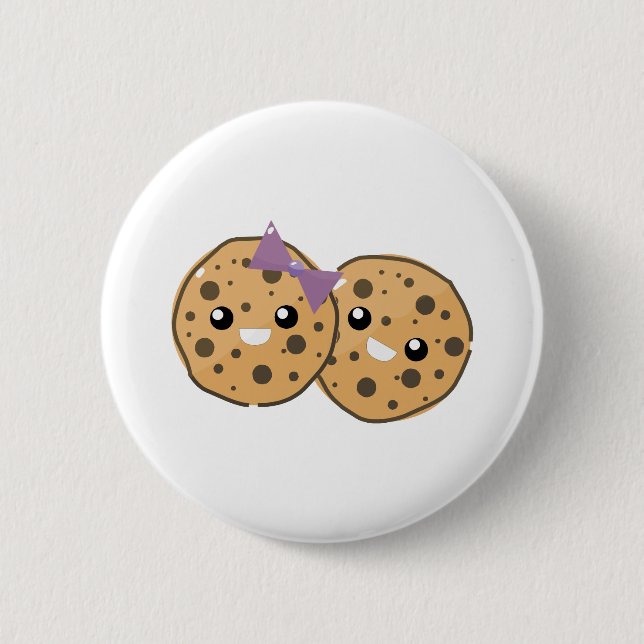 Badge Rond 5 Cm Cute Kawaii Chip Cookie Couple (Devant)