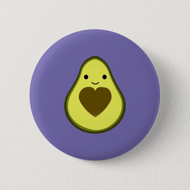 Badge Rond 5 Cm Cute Kawaii Happy Love Avocado (Devant)