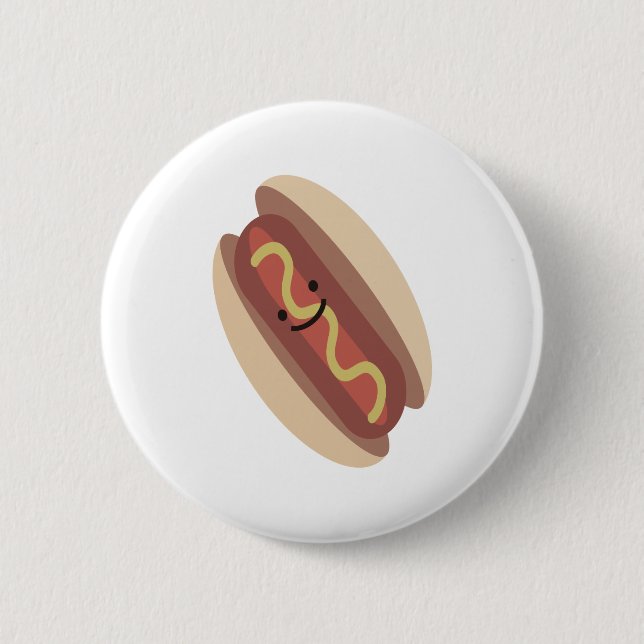 Badge Rond 5 Cm Cute Kawaii Hot Dog (Devant)