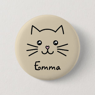 Badge Rond 5 Cm Cute Kawaii Kitten Visage de chat avec nez de coeu