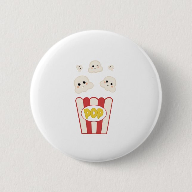 Badge Rond 5 Cm Cute Kawaii Popcorn (Devant)