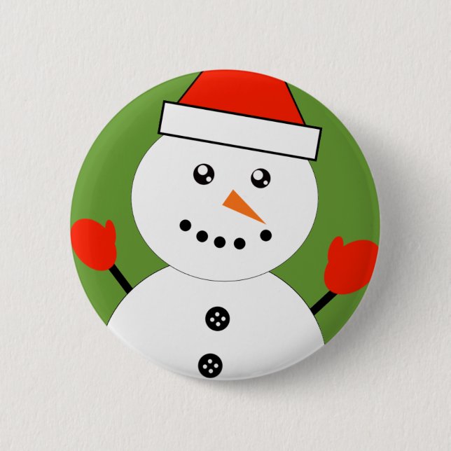 Badge Rond 5 Cm Cute Kawaii Snowman (Devant)