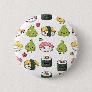 Badge Rond 5 Cm Cute Kawaii Sushi Pattern Button | Fun Foodie Pin 