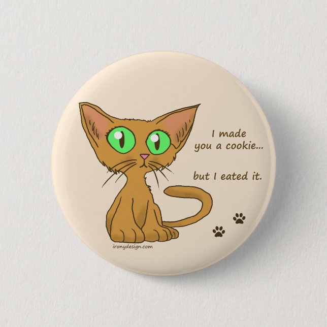 Badge Rond 5 Cm Cute Kitty Mange Ton Cookie (Devant)
