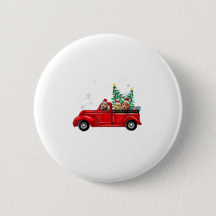 Badge Rond 5 Cm Cute Labradoodles Riding Camion Rouge À C
