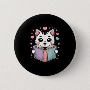 Badge Rond 5 Cm Cute Lecture Chat Livre Lover Professeur Bibliothé