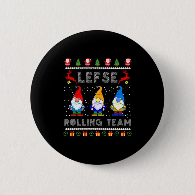 Badge Rond 5 Cm Cute Lefse Rolling Team Norwegian Gnomes Ugly Xmas (Devant)